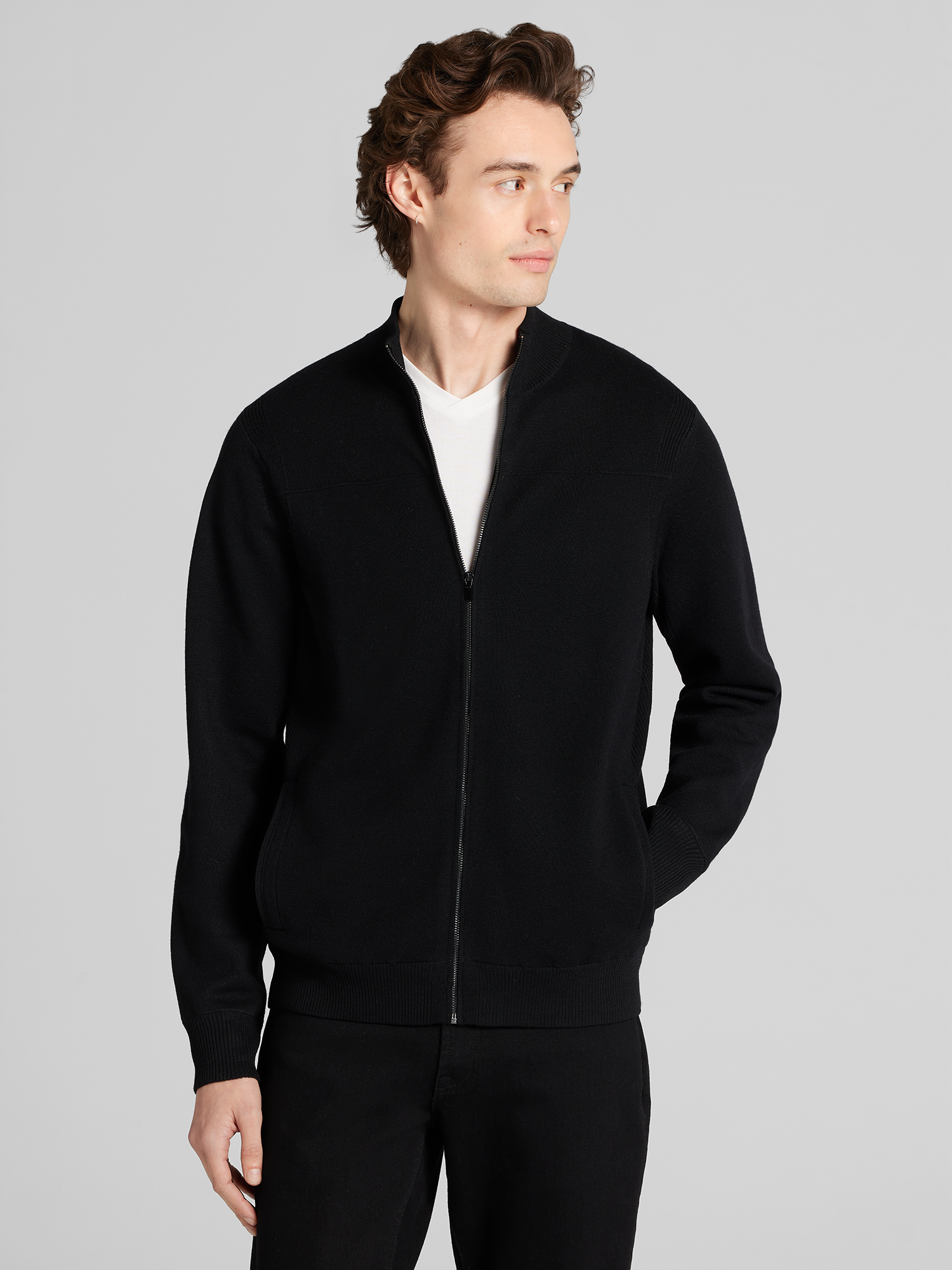 Slim Fit Mock Neck Zip Jacket