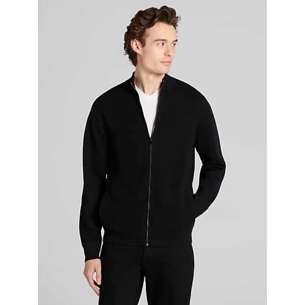 Awearness Kenneth Cole Men's Slim Fit Mock Neck Full-Zip Sweater Jacket Jet Black - Size: Medium