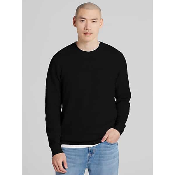 Awearness Kenneth Cole Men's Textured Crew Neck Sweater Black - Size: Small