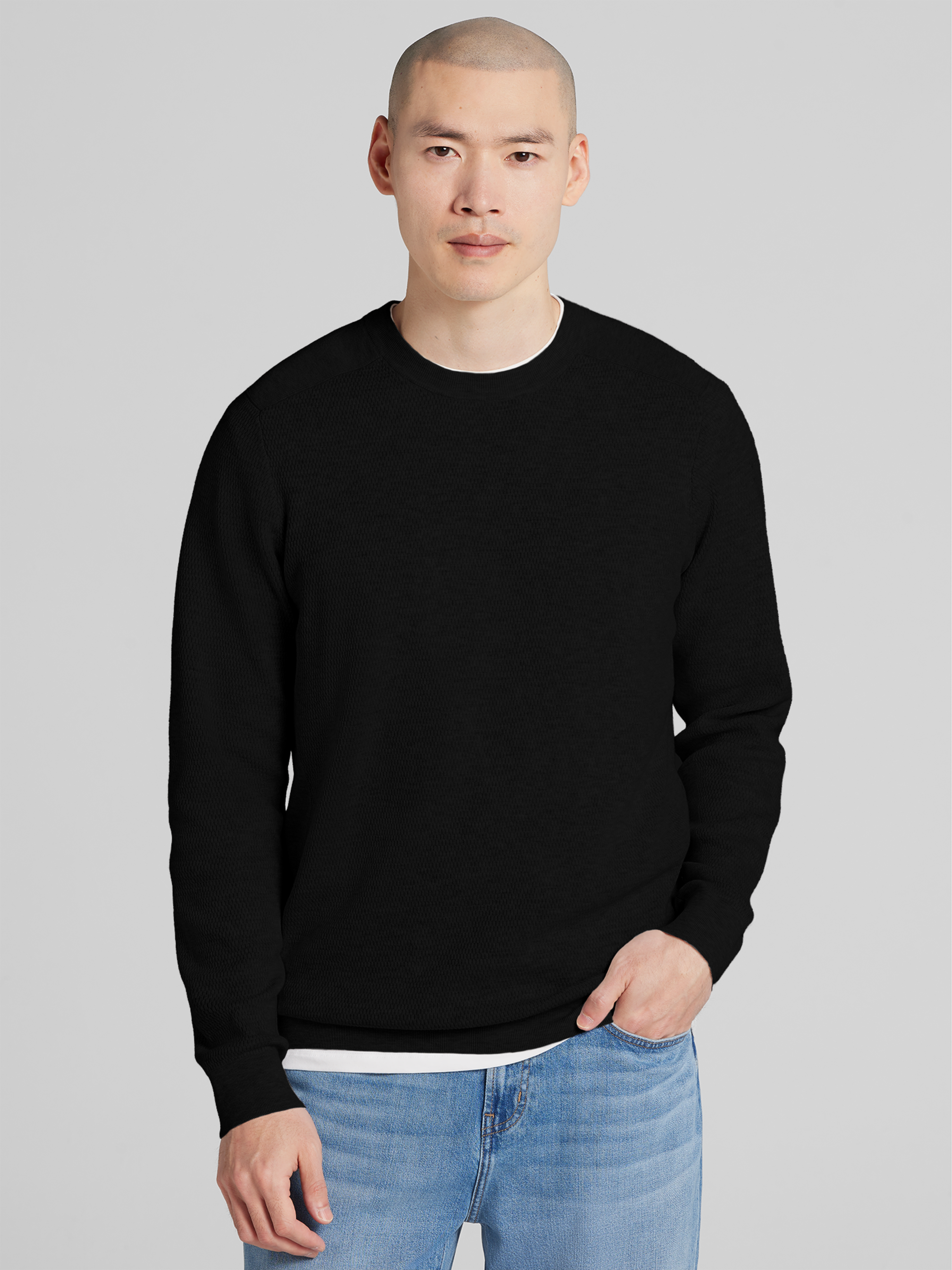 Textured Crew Neck Sweater