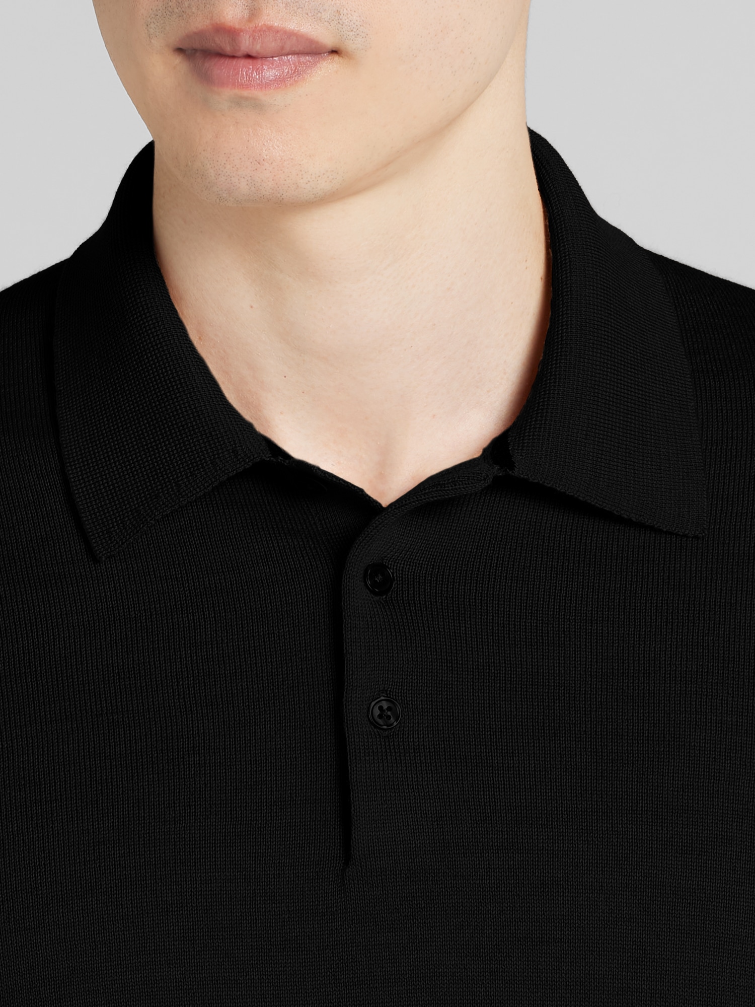 Merino Wool Long Sleeve Polo Sweater