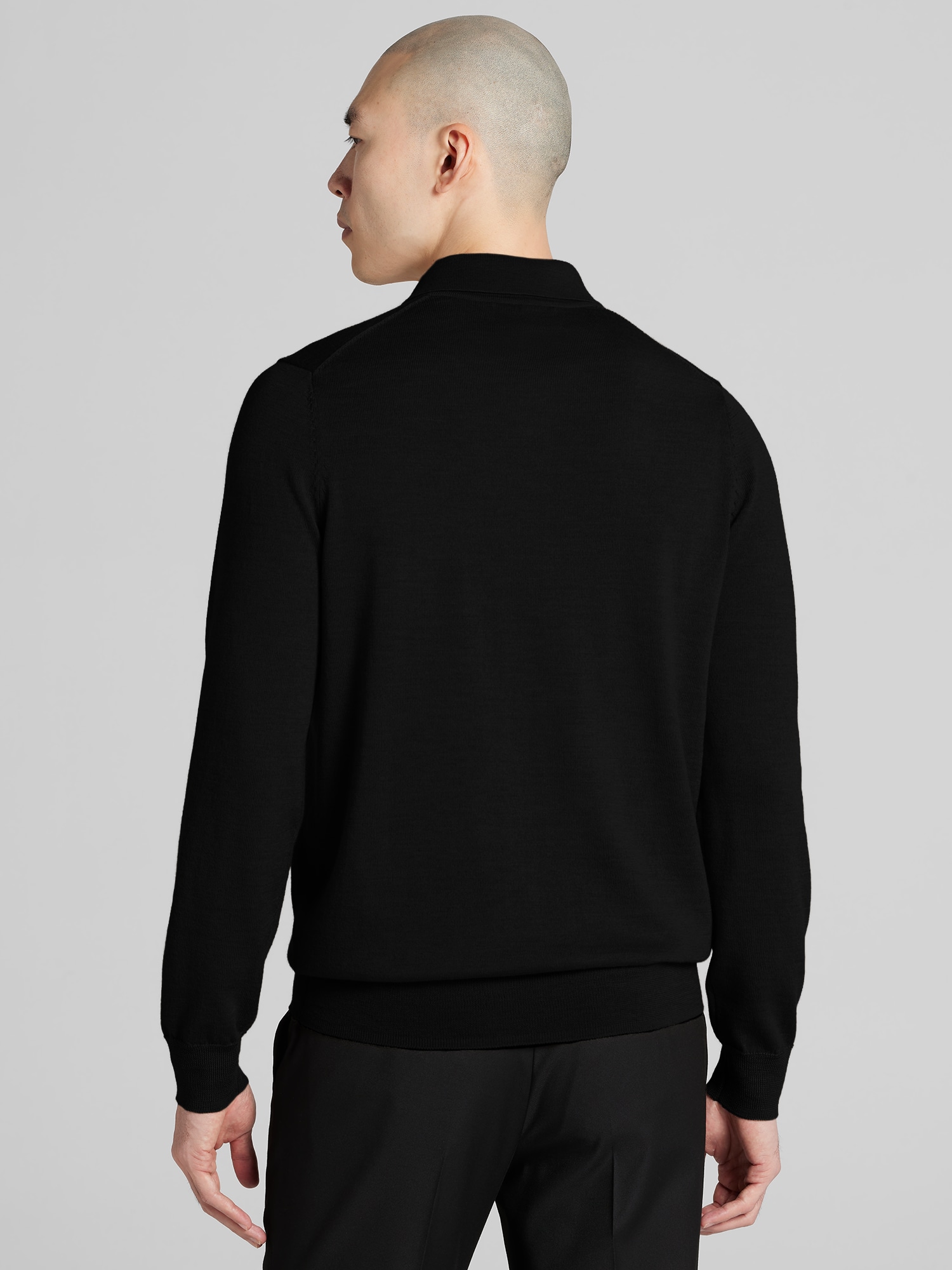 Merino Wool Long Sleeve Polo Sweater