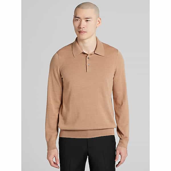 Awearness Kenneth Cole Men's Merino Wool Long Sleeve Polo Sweater Cartouche - Size: Small