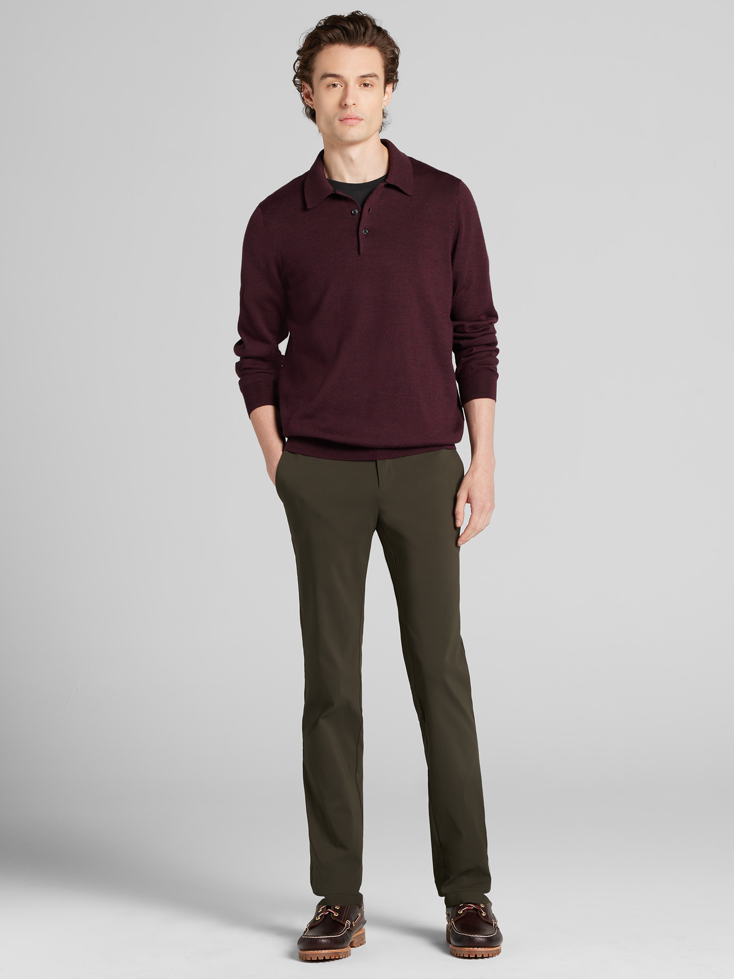 Modern Fit Long Sleeve Polo Sweater