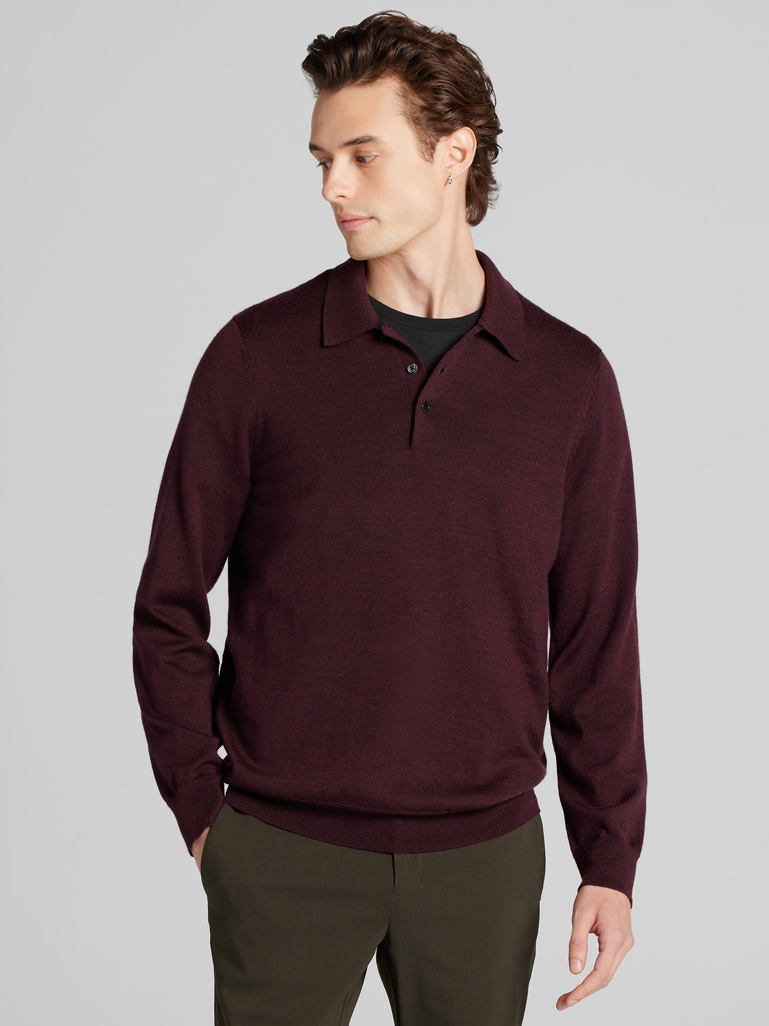 Modern Fit Long Sleeve Polo Sweater
