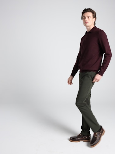 Modern Fit Long Sleeve Polo Sweater