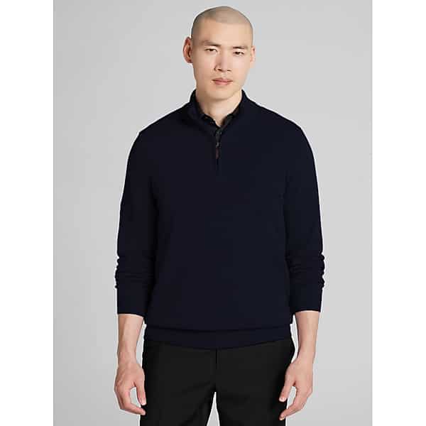 Joseph Abboud Big & Tall Men's Pima Cotton Quarter-Zip Sweater Navy Blazer - Size: 2X