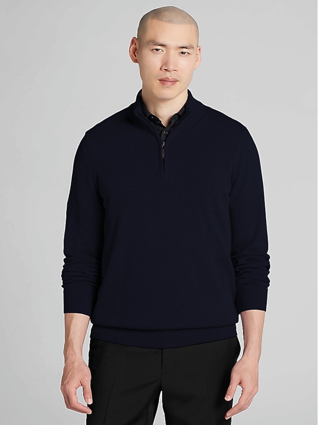Joseph Abboud Pima Cotton Quarter-Zip Sweater Navy Blazer