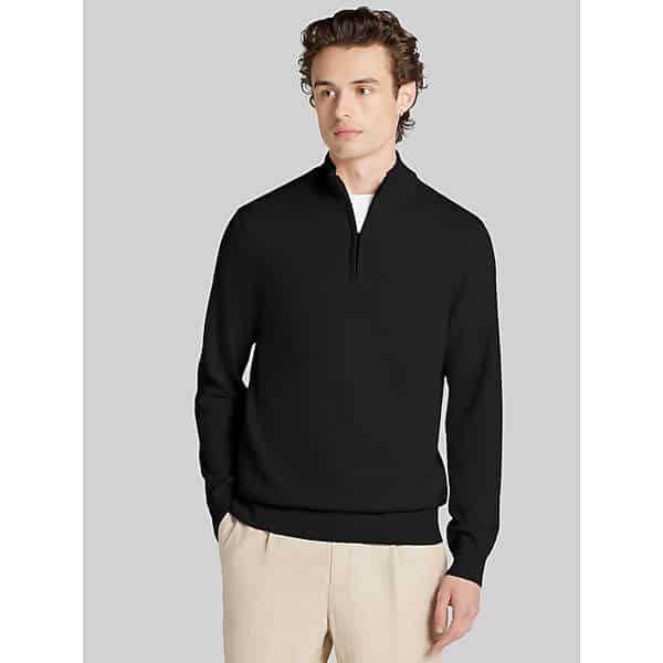 Joseph Abboud Big & Tall Men's Pima Cotton Quarter-Zip Sweater Black - Size: 4XLT