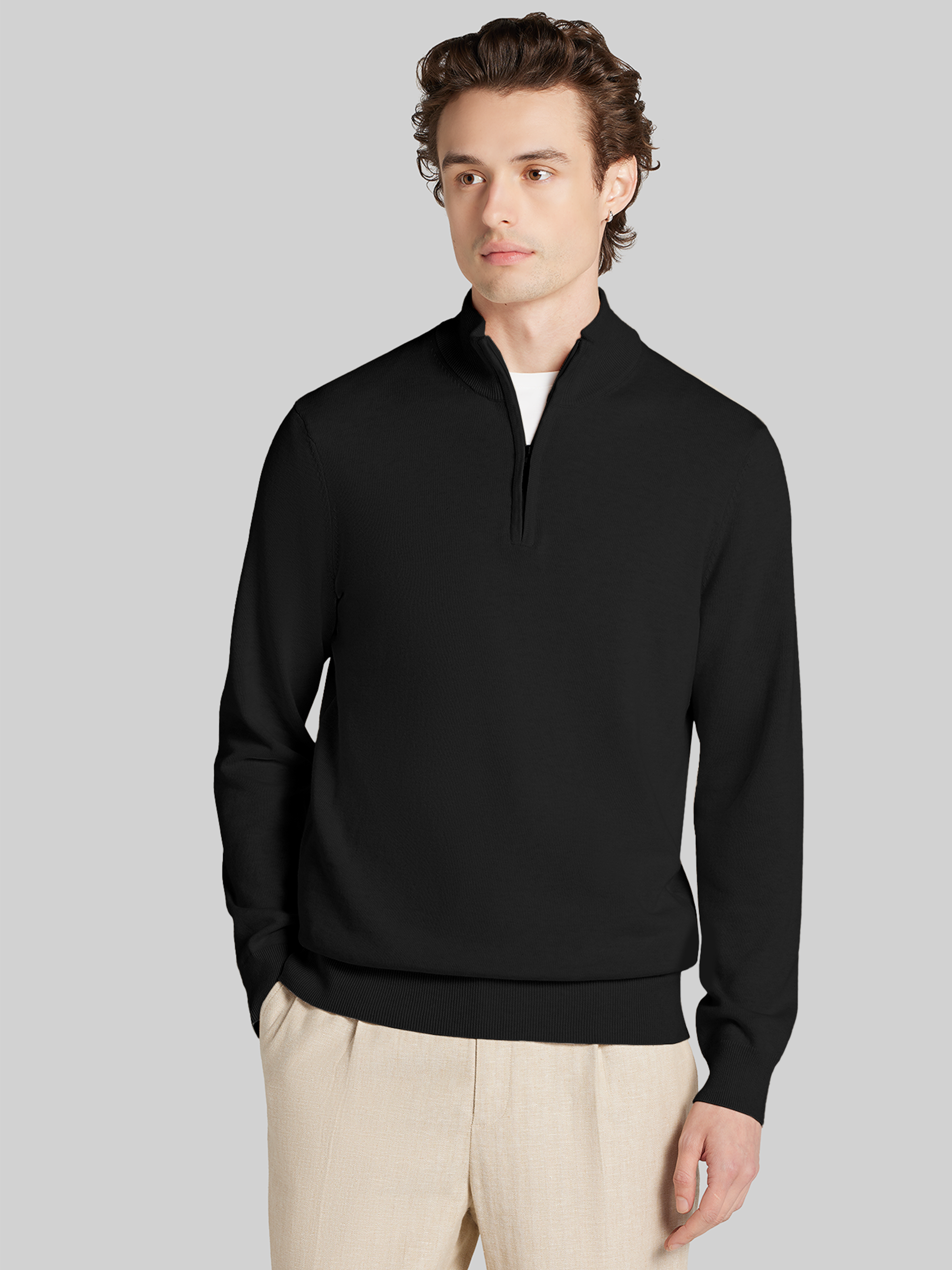 Pima Cotton Quarter-Zip Sweater