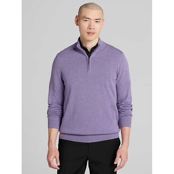 Joseph Abboud Men's Pima Cotton Quarter-Zip Sweater Purple - Size: Large