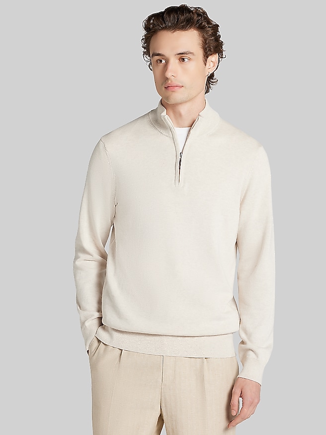 Joseph Abboud Modern Fit Pima 1/4-Zip Sweater Turtledove