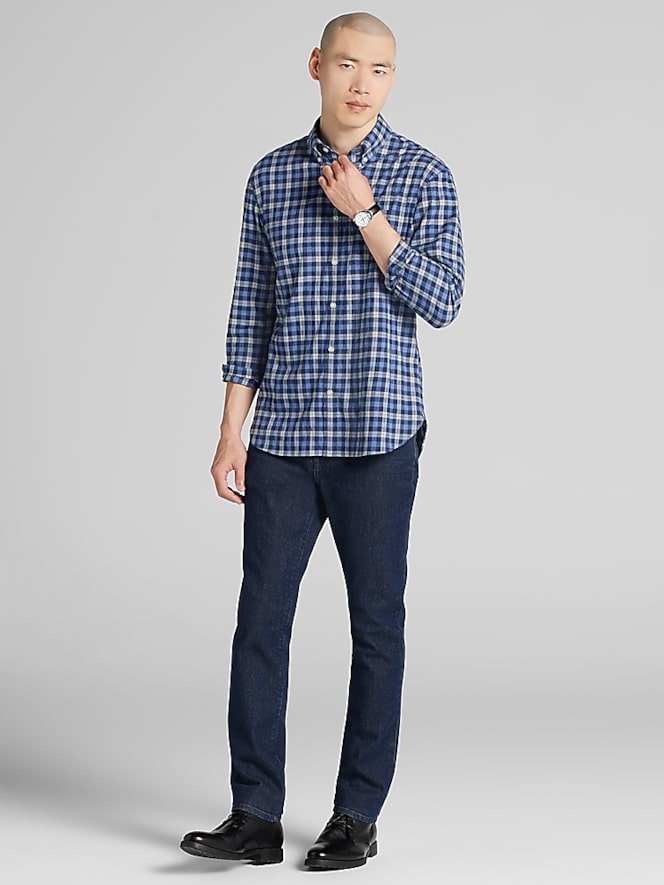 Joseph Abboud Modern Fit Plaid Button Up Flannel Shirt