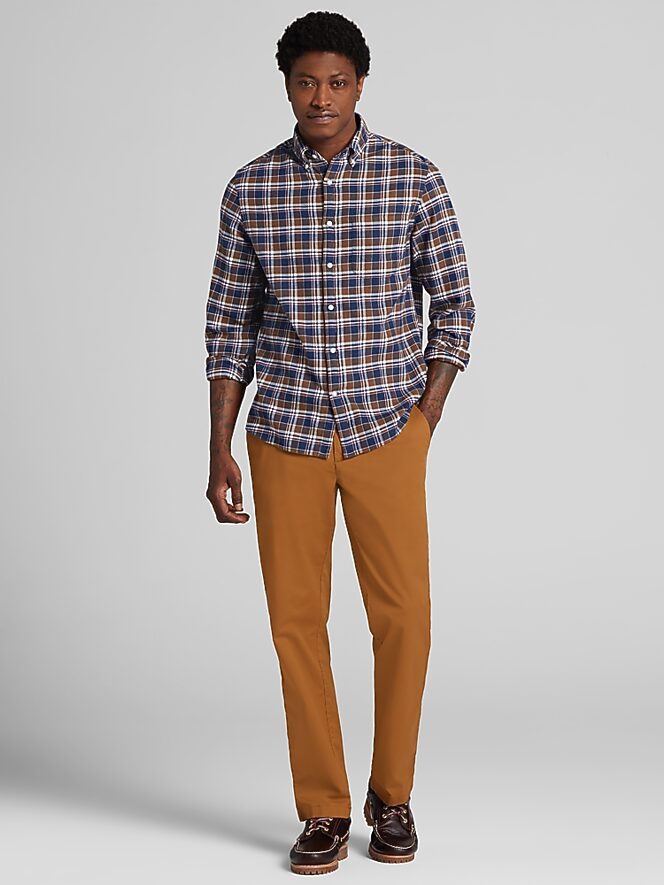 Wilke-Rodriguez Modern Fit Gingham Flannel Button Up Shirt