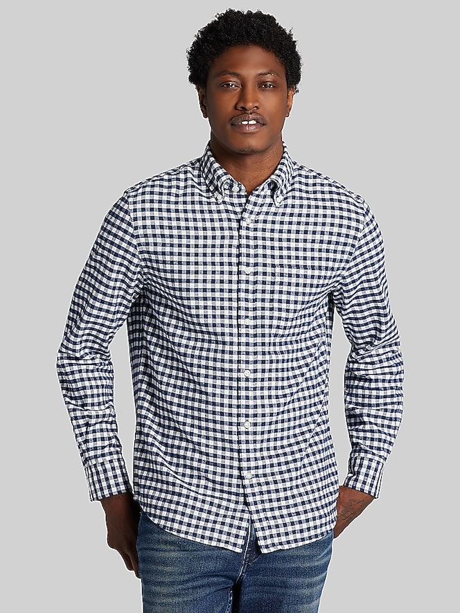 Wilke-Rodriguez Modern Fit Gingham Flannel Button Up Shirt