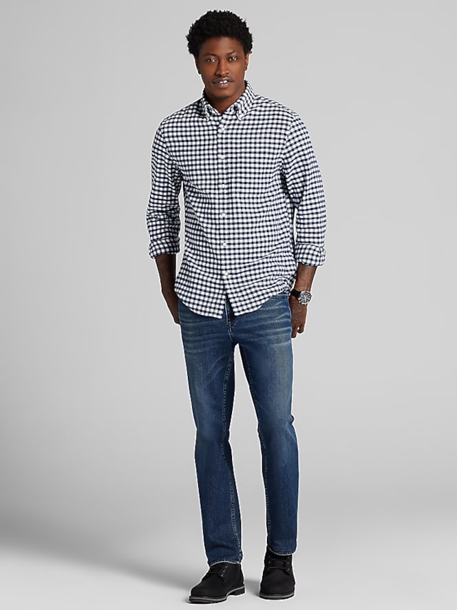 Wilke-Rodriguez Modern Fit Gingham Flannel Button Up Shirt