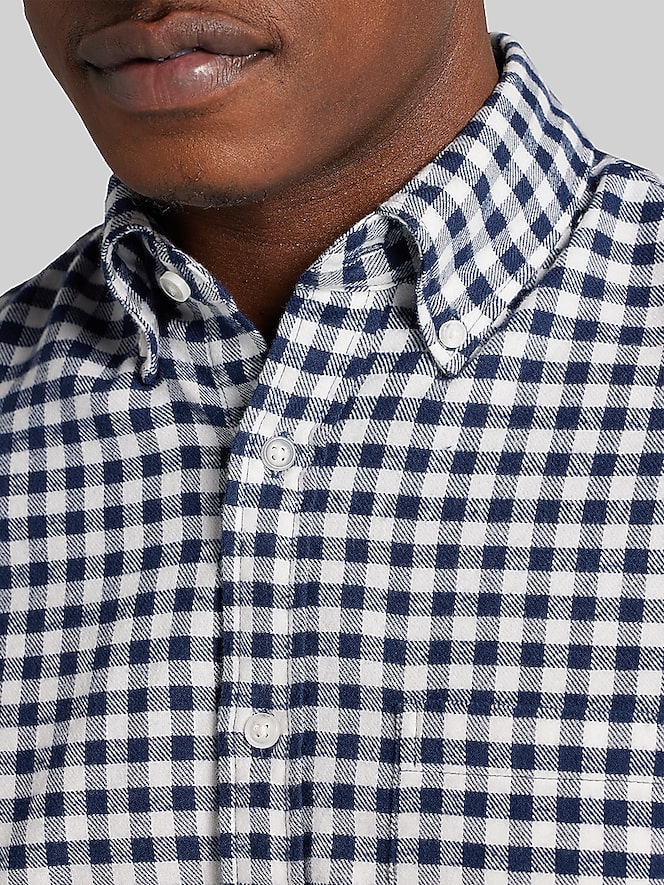 Wilke-Rodriguez Modern Fit Gingham Flannel Button Up Shirt