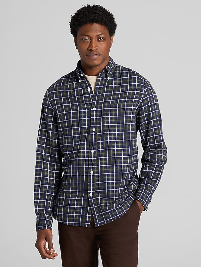 Wilke-Rodriguez Modern Fit Plaid Flannel Button Up Shirt