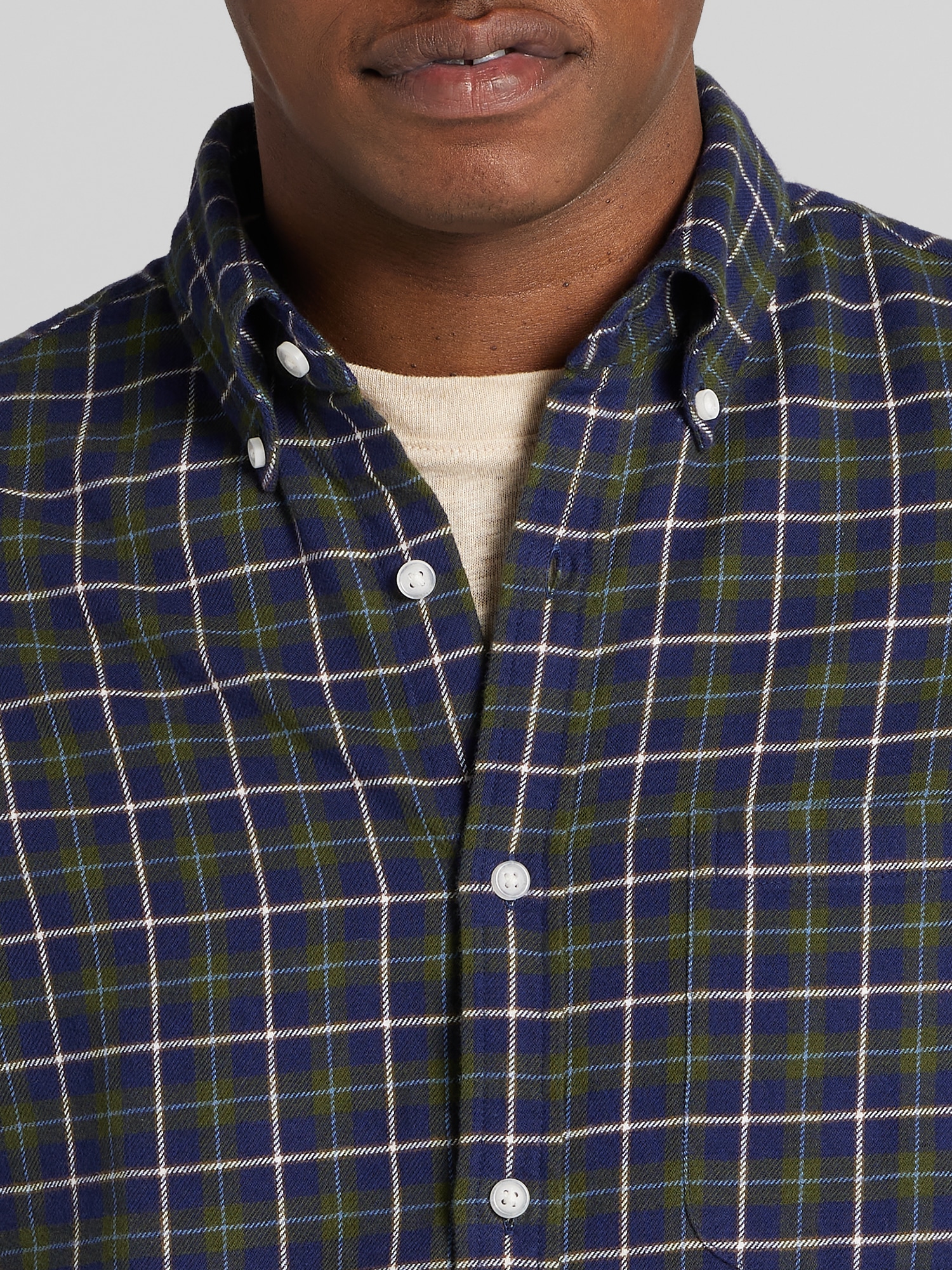 Modern Fit Plaid Flannel Button Up Shirt