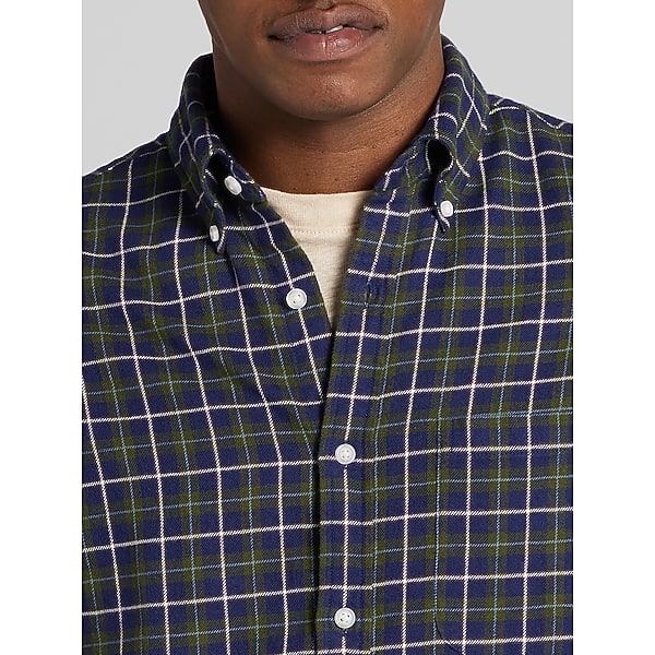 Wilke-Rodriguez Men's Modern Fit Plaid Flannel Button Up Shirt Olive