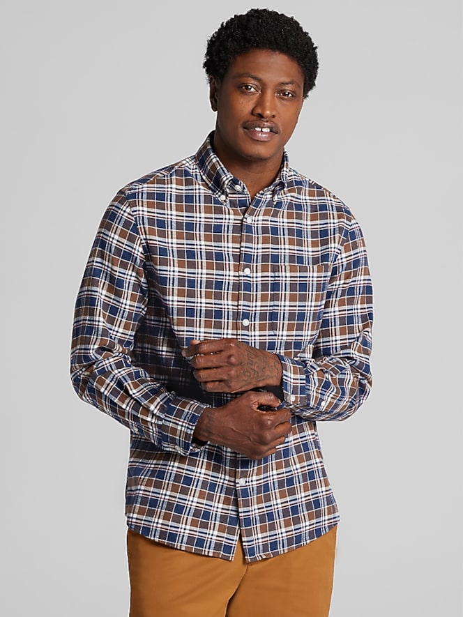 Wilke-Rodriguez Modern Fit Flannel Plaid Button-Up Shirt