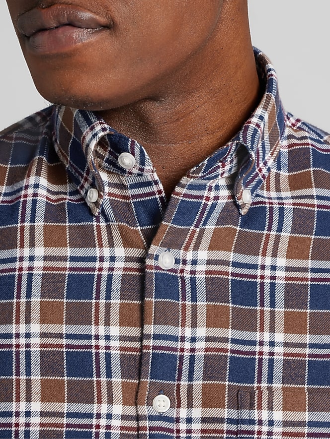 Wilke-Rodriguez Modern Fit Flannel Plaid Button-Up Shirt