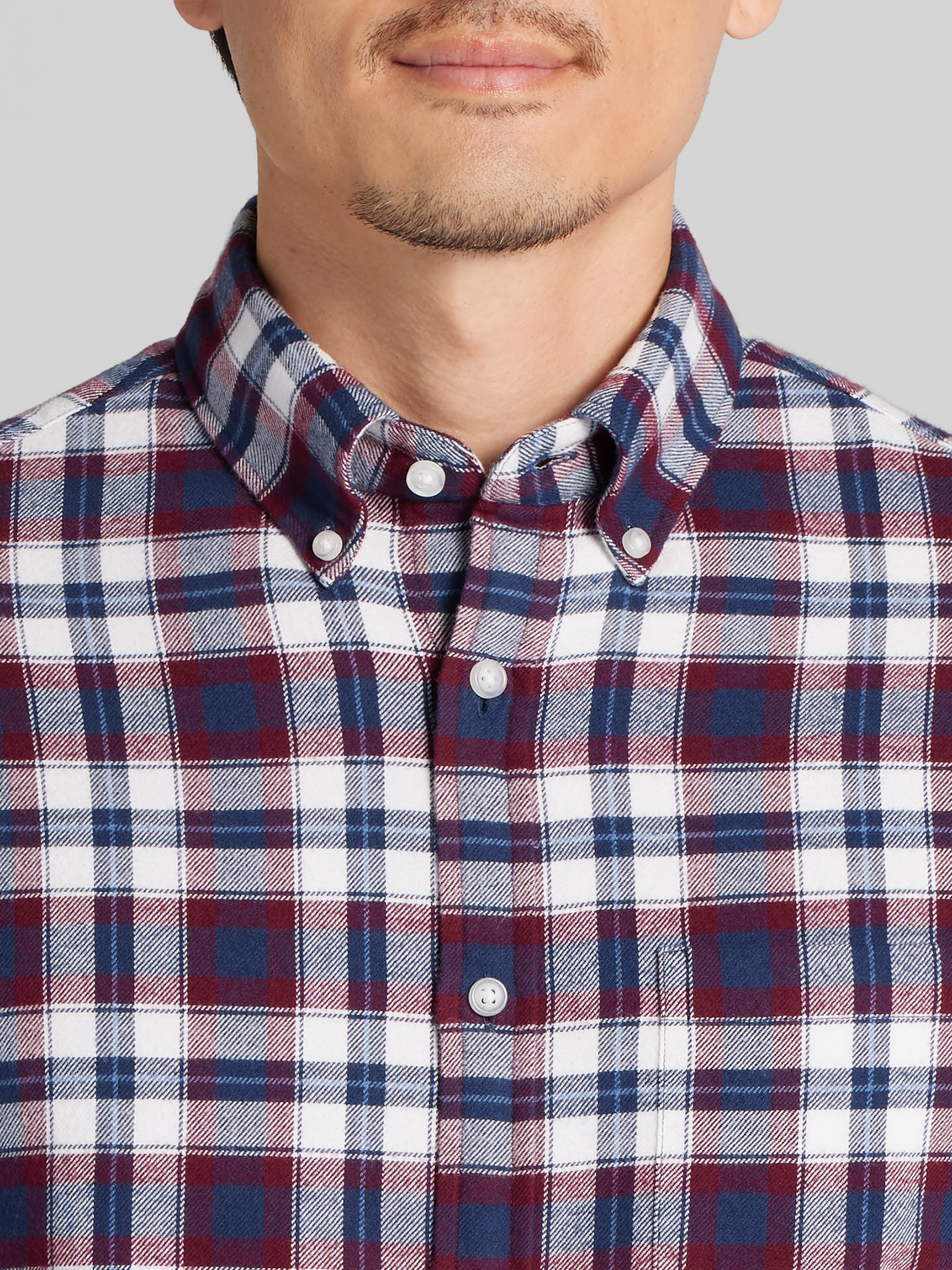 Modern Fit Plaid Button Up Shirt