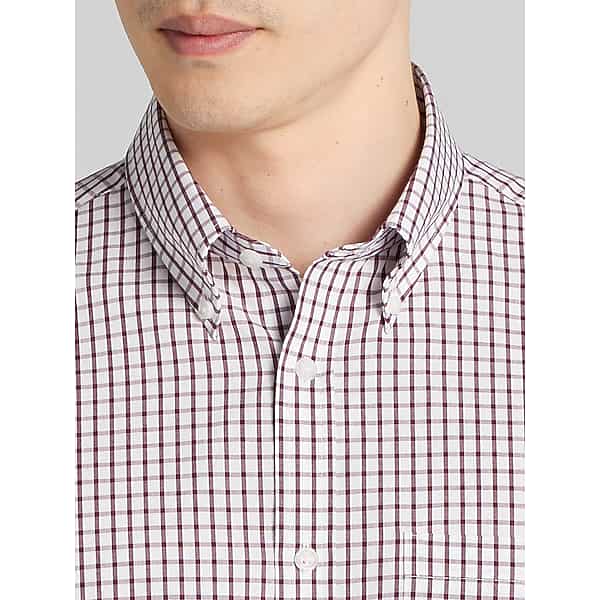 Wilke-Rodriguez Men's Modern Fit Check Button-Up Shirt Burgundy