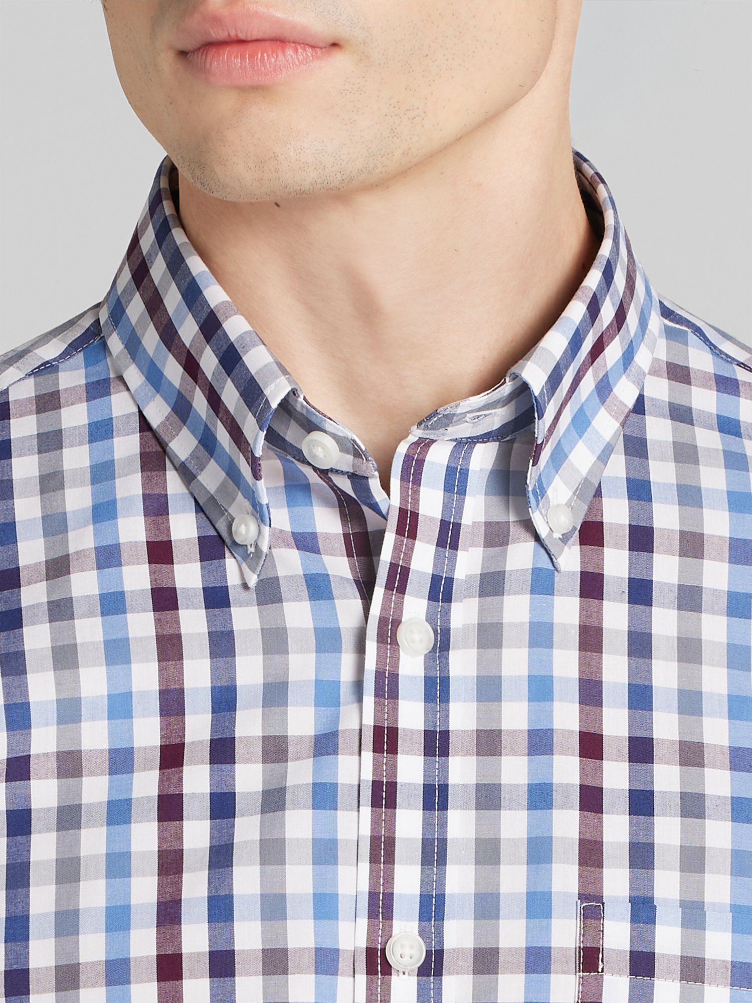 Modern Fit Check Poplin Button-Up Shirt