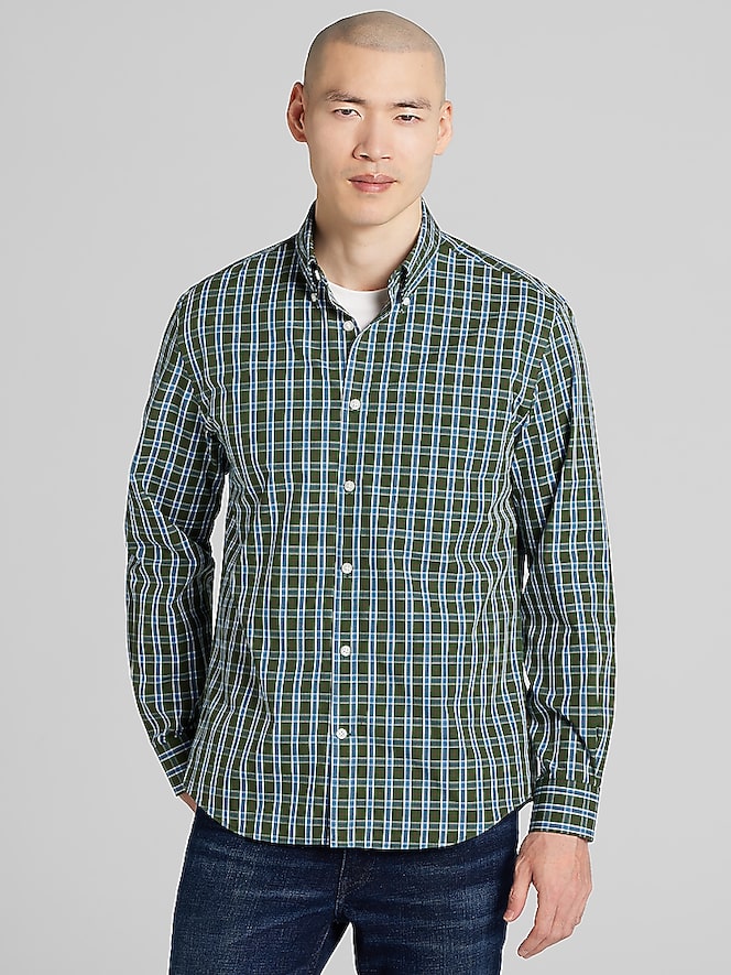 Wilke-Rodriguez Modern Fit Poplin Button Up Shirt, Green - Image 2 of 4