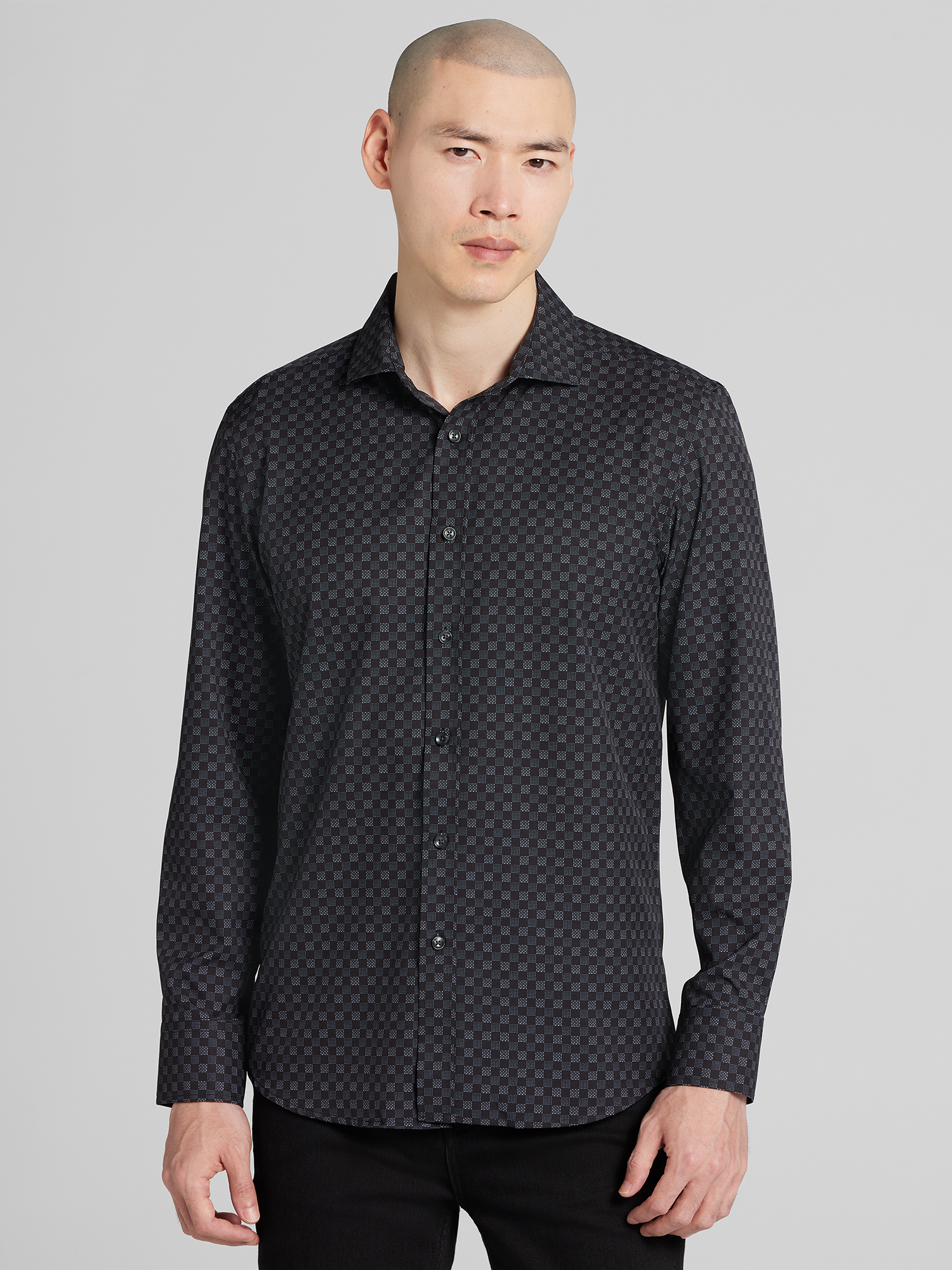 Modern Fit 4-Way Stretch Tonal Check Button Up Shirt