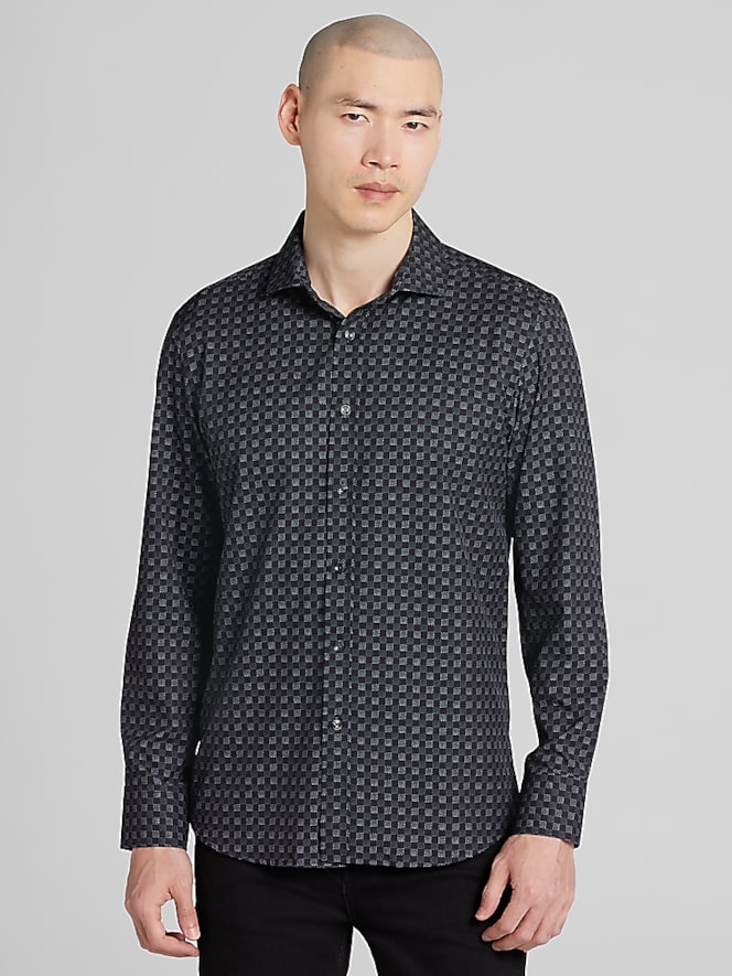 Awearness Kenneth Cole Modern Fit 4-Way Stretch Tonal Check Button Up Shirt