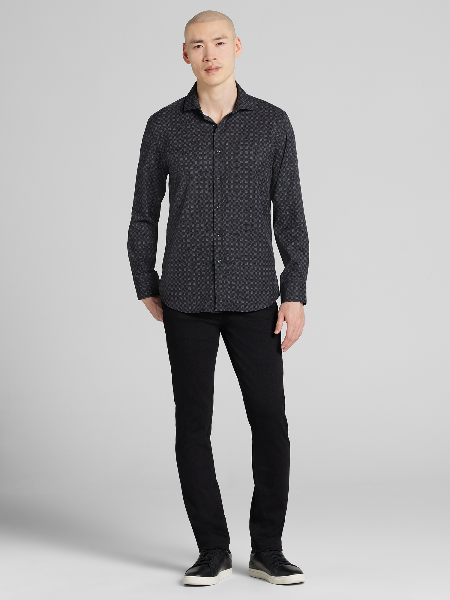 Modern Fit 4-Way Stretch Tonal Check Button Up Shirt
