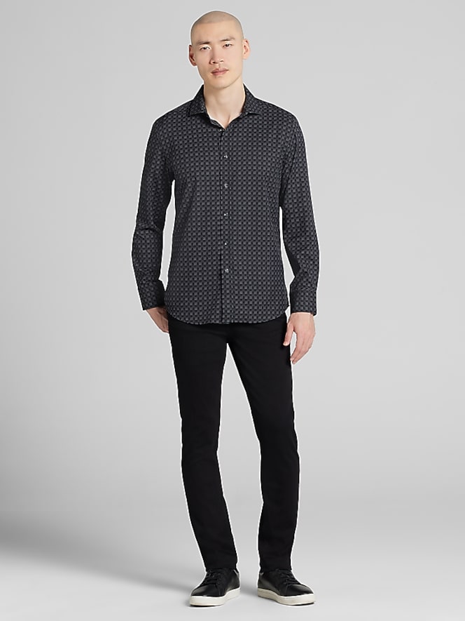 Awearness Kenneth Cole Modern Fit 4-Way Stretch Tonal Check Button Up Shirt