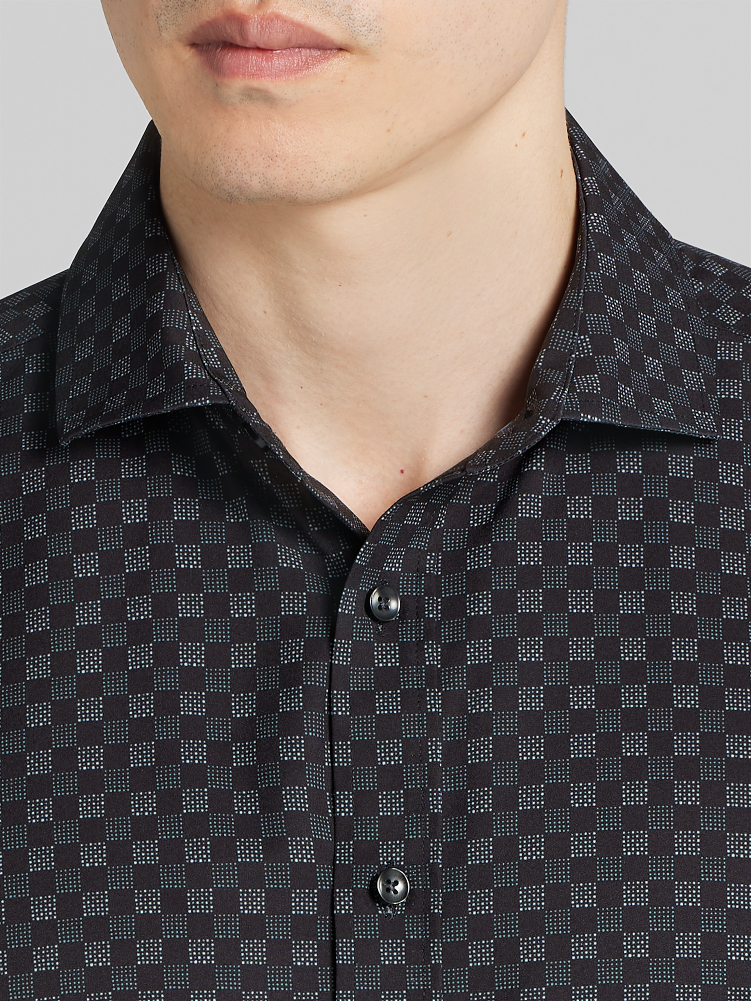 Modern Fit 4-Way Stretch Tonal Check Button Up Shirt