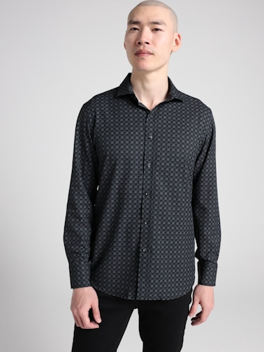 Modern Fit 4-Way Stretch Tonal Check Button Up Shirt