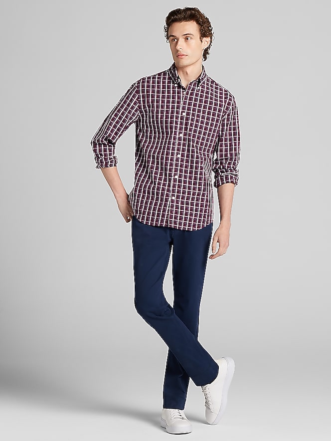 Wilke-Rodriguez Modern Fit Windowpane Button-Up Shirt