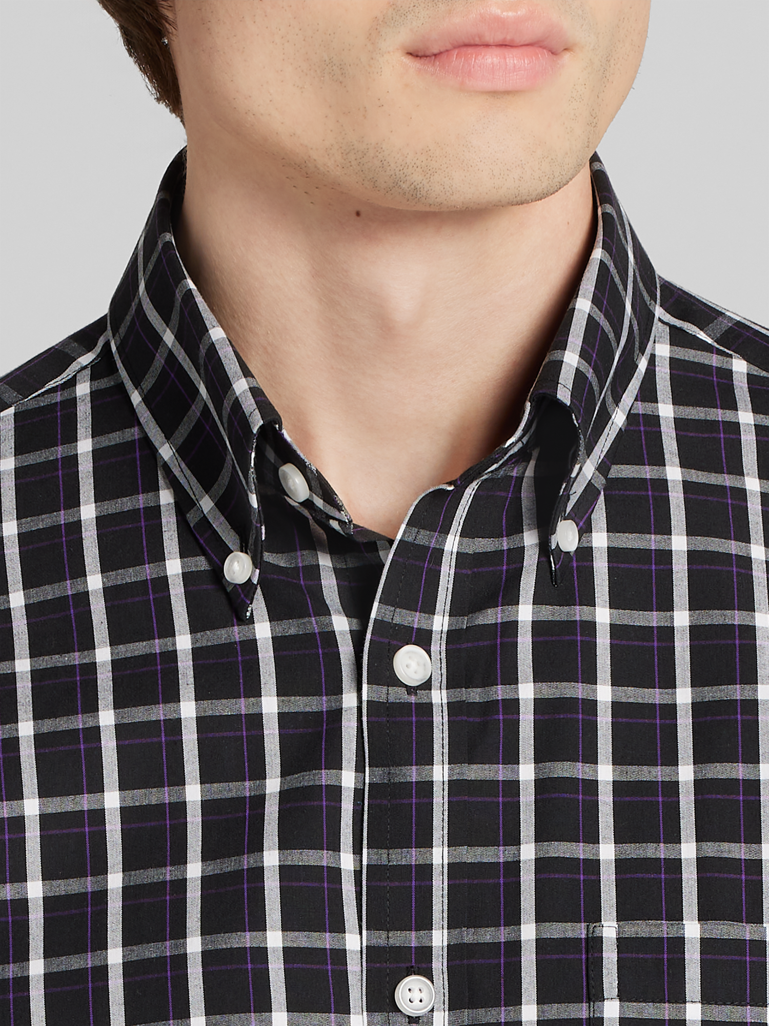 Modern Fit Windowpane Button-Up Shirt