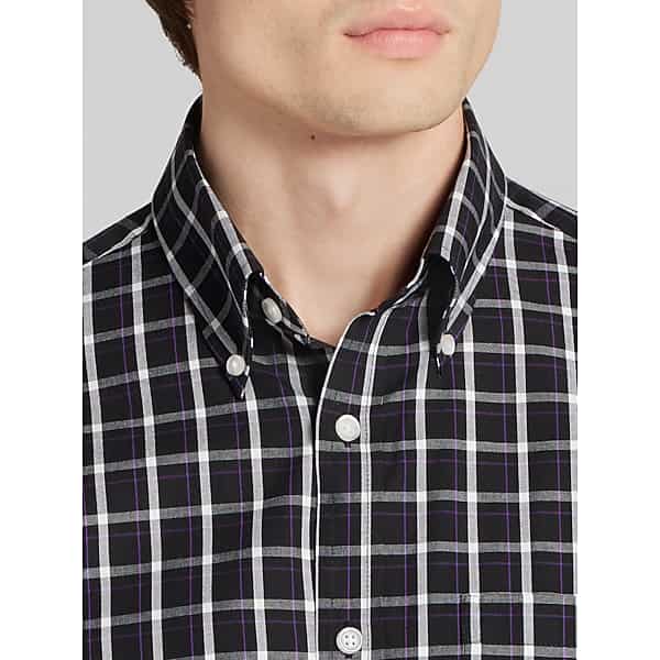 Wilke-Rodriguez Men's Modern Fit Windowpane Button-Up Shirt Black/Purple