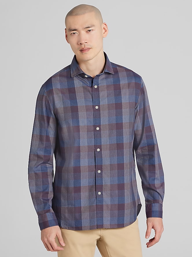 Joseph Abboud Modern Fit Check Button Up Shirt