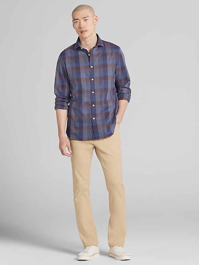 Joseph Abboud Modern Fit Check Button Up Shirt