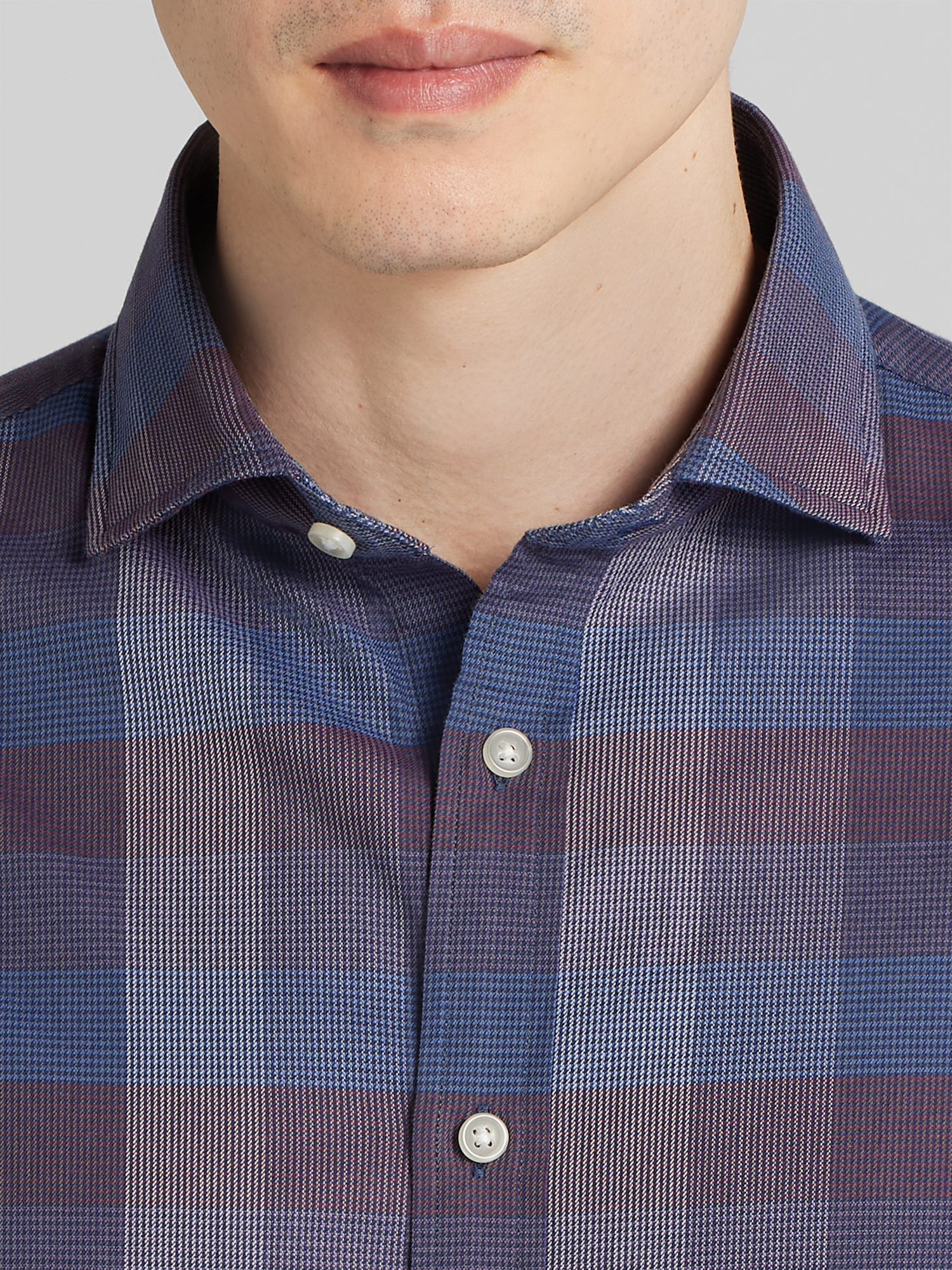 Modern Fit Check Button Up Shirt
