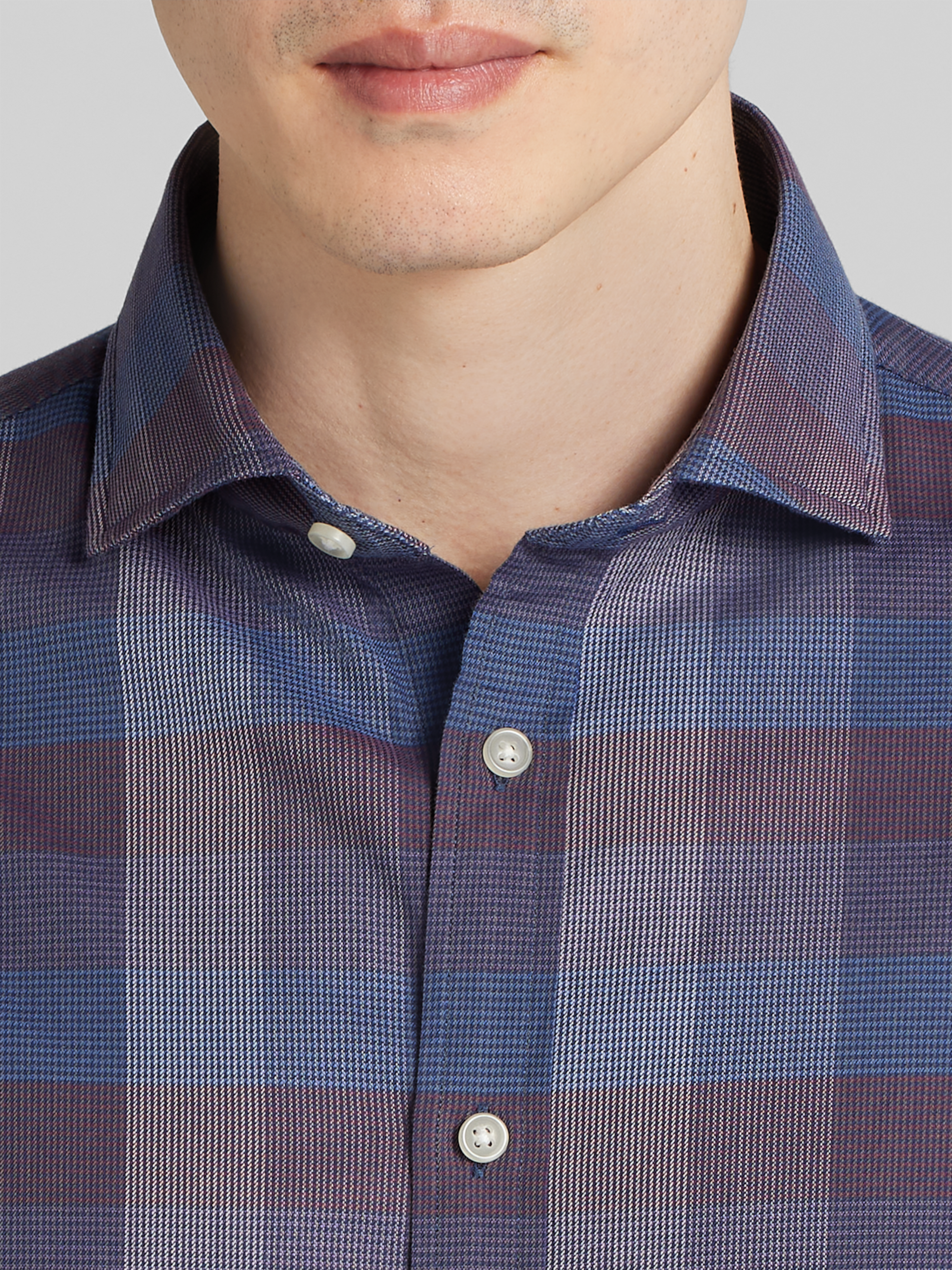 Modern Fit Check Button Up Shirt