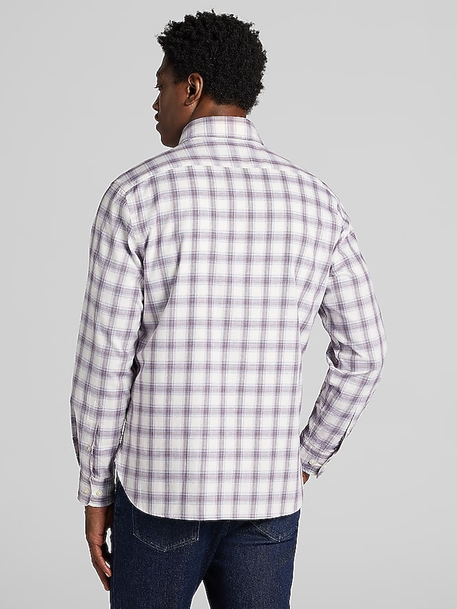 Joseph Abboud Modern Fit Refined Plaid Woven Button-Up Shirt