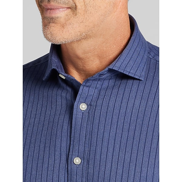 Joseph Abboud Men's Modern Fit Refined Stripe Button-Up Shirt Navy