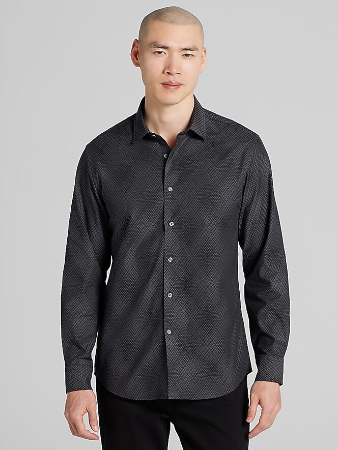 Awearness Kenneth Cole Slim Fit Hatch Pattern Button-Up Shirt