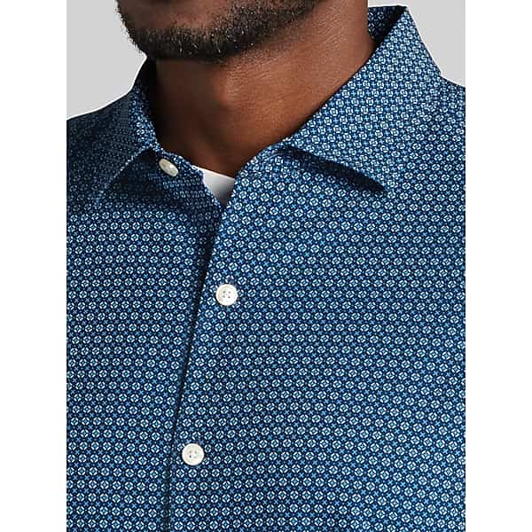 Awearness Kenneth Cole Men's Slim Fit 4-Way Stretch Button Up Shirt Blue