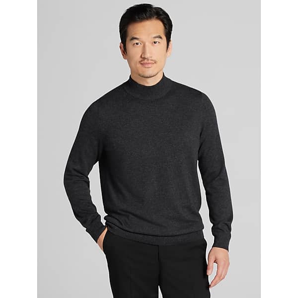 Wilke-Rodriguez Big & Tall Mens Modern Fit Marled Mock Neck Sweater Black - Size: 2X