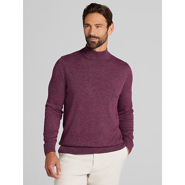 Wilke-Rodriguez Big & Tall Men's Modern Fit Marled Mock Neck Sweater Burgundy - Size: 2X