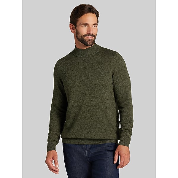 Wilke-Rodriguez Men's Modern Fit Marled Mock Neck Sweater Olive - Size: Medium